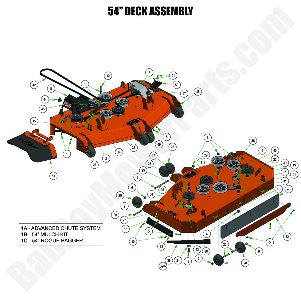 3564 - Bad Boy Mower Parts Lookup > 2024 > Rogue > 54\" Deck Assembly